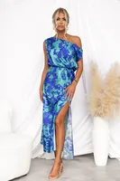 Women's Slit Dress Elegant Sexy Oblique Collar Sleeveless Solid Color Maxi Long Dress Holiday Anniversary Tea Party sku image 6