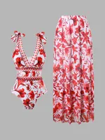 Women's Flower 2 Pieces Set One Piece Swimwear sku image 13