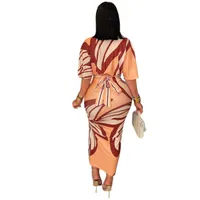 Women's Bodycon Dress Elegant Sexy V Neck Half Sleeve Geometric Maxi Long Dress Casual Party main image 4