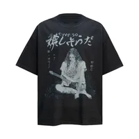 Jiayiku Men's Clothing  Summer American Street Fashion Brand Washed Tee T-shirt Dark Style Character T-shirt Short Sleeve sku image 5