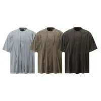 Jiayiku Men's  New High Street American Retro Fashion Brand Heavy Washed Raw Edge Patchwork Short-sleeved T-shirt For Men main image 5