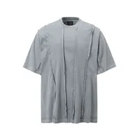 Jiayiku Men's  New High Street American Retro Fashion Brand Heavy Washed Raw Edge Patchwork Short-sleeved T-shirt For Men sku image 11