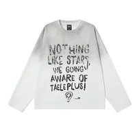Jiayiku Men's  Spring New American Street Fashion Brand Base Shirt Washed Inkjet Graffiti T-Shirt Long Sleeve main image 1