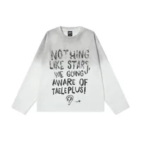 Jiayiku Men's  Spring New American Street Fashion Brand Base Shirt Washed Inkjet Graffiti T-Shirt Long Sleeve sku image 2