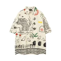 Jiayiku Men's  Summer American Vintage Ins Trendy Graffiti Print Hawaiian Vacation Shirt For Men main image 1