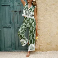 Holiday Daily Women's Casual Vacation Plant Viscose Fiber Pant Co-ord Set Shorts Sets sku image 12