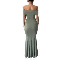 Women's Bodycon Dress Elegant Simple Style Strapless Short Sleeve Solid Color Maxi Long Dress Banquet Cocktail Party main image 5