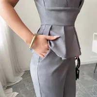 Office Cocktail Party Women's Elegant Business Formal Solid Color Polyester Blazer Suits Co-ord Set Pants Sets main image 4