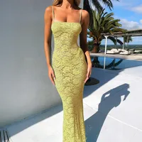 Women's Sheath Dress Elegant Sexy Strap Hollow Out Sleeveless Lace Maxi Long Dress Tea Party Cocktail Party main image 3