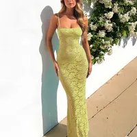 Women's Sheath Dress Elegant Sexy Strap Hollow Out Sleeveless Lace Maxi Long Dress Tea Party Cocktail Party main image 4