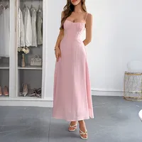 Men's Swing Dress Elegant Vacation Strap Sleeveless Solid Color Midi Dress Casual Daily Tea Party sku image 5