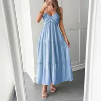 Women's Swing Dress Vacation Simple Style Halter Neck Sleeveless Solid Color Midi Dress Holiday Tea Party main image 3