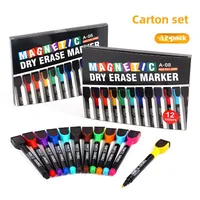 Wholesale A08 Whiteboard Pen Magnetic Brush Teachers Office Children Whiteboard 12 Color Painting Graffiti Erasable Marking Pen main image 1