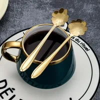 Stainless Steel Cherry Blossom Spoon Household Creative New Style Gold Long Handle Ice Spoon Coffee Mixing Spoon Dessert Spoon Tableware Wholesale main image 3