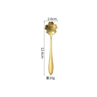 Stainless Steel Cherry Blossom Spoon Household Creative New Style Gold Long Handle Ice Spoon Coffee Mixing Spoon Dessert Spoon Tableware Wholesale sku image 14