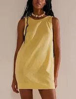 Women Summer Round Neck Sleeveless Backless Dress Casual Beach Sunny Cotton Linen Mini Dress sku image 11