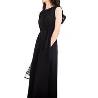 European-style Summer Dress Women's Ice Silk Thin Letter Printed Split Long Dress Design Short-sleeved Slim-fit Slim-fit Home Dress main image 4
