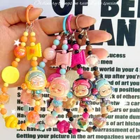 New Contrast Color Cartoon Doll Beaded Mobile Phone Chain Bag Hanging Bead Chain Keychain Accessories Live Same Style Hanging Chain main image 2