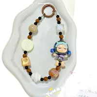 New Contrast Color Cartoon Doll Beaded Mobile Phone Chain Bag Hanging Bead Chain Keychain Accessories Live Same Style Hanging Chain main image 5