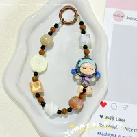 New Contrast Color Cartoon Doll Beaded Mobile Phone Chain Bag Hanging Bead Chain Keychain Accessories Live Same Style Hanging Chain sku image 4