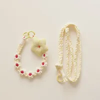 Hot Sale Small Daisy Flower Mobile Phone Pendant Bohemian Holiday Style Mobile Phone Hanging Chain Wrist Band sku image 1