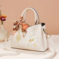 Bag Women's  New Fashion Handbag Large Capacity Embroidered Women's Bag Middle-aged Mother's Bag Shoulder Bag For Hair sku image 3