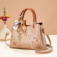 Bag Women's  New Fashion Handbag Large Capacity Embroidered Women's Bag Middle-aged Mother's Bag Shoulder Bag For Hair sku image 4