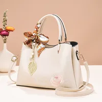 Bag Women's  New Fashion Handbag Large Capacity Embroidered Women's Bag Middle-aged Mother's Bag Shoulder Bag For Hair sku image 5