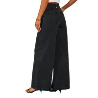 Fashion Temperament New Button Sleeveless Vest Wide-leg Jeans Denim Suit  In Stock main image 5