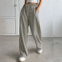 Europe And The United States  Foreign Trade Women's Clothing Explosions Independent Station    Striped Casual Pants Straight Pants sku image 2