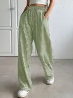 Europe And The United States  Foreign Trade Women's Clothing Explosions Independent Station    Striped Casual Pants Straight Pants sku image 17