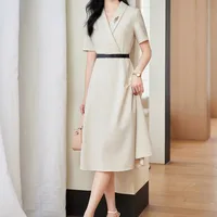 Senior Sense Interview Short-sleeved Professional Suit Dress Women's Summer High-end Temperament Mid-length Dress Formal Overalls main image 1