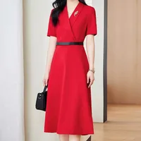 Senior Sense Interview Short-sleeved Professional Suit Dress Women's Summer High-end Temperament Mid-length Dress Formal Overalls main image 3