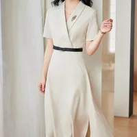 Senior Sense Interview Short-sleeved Professional Suit Dress Women's Summer High-end Temperament Mid-length Dress Formal Overalls main image 4