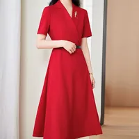 Senior Sense Interview Short-sleeved Professional Suit Dress Women's Summer High-end Temperament Mid-length Dress Formal Overalls main image 5