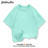 Children's Shoulder Short-sleeved T-shirt Summer  New Cotton Crewneck Loose Base Shirt Student Sportswear Wholesale main image 3