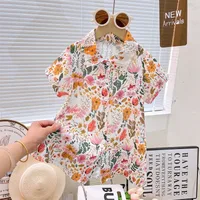 Girl's Dress Summer New  Baby Girl's Shirt Dress Open Dress Thin Girl's Dress Children's Dress sku image 5