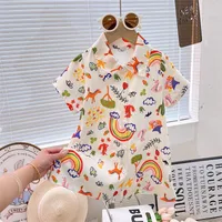 Girl's Dress Summer New  Baby Girl's Shirt Dress Open Dress Thin Girl's Dress Children's Dress sku image 1