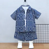 Boys' Summer Short-sleeved Suit  New Baby Online Popular Casual Clothes Children's Holiday Style Shirt Three-piece Set main image 2