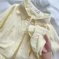 Plus Size Women's Clothing Summer Blue Pure Cotton Shirt Women's Slimming All-match Stacked Base Inner Shirt Long-sleeved Top main image 4