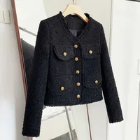 Western Style Black  Style Coat  Autumn And Winter Long Sleeve Tassel Socialite Style Loose All-match Cardigan Short Coat For Women main image 1