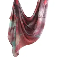 New Watercolor Series Satin Polyester Cotton Shawl Printed Scarf Ethnic Scarf Women Scarf 180*80 sku image 1