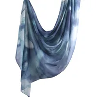 New Watercolor Series Satin Polyester Cotton Shawl Printed Scarf Ethnic Scarf Women Scarf 180*80 sku image 43