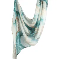 New Watercolor Series Satin Polyester Cotton Shawl Printed Scarf Ethnic Scarf Women Scarf 180*80 sku image 7