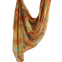 New Watercolor Series Satin Polyester Cotton Shawl Printed Scarf Ethnic Scarf Women Scarf 180*80 sku image 29