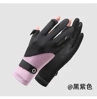 Zhao Dengsheng Sunscreen Gloves Women's Summer Outdoor Sports Non-slip Exposure Finger Touch Screen Flip Cover Ice Silk Thin Riding Gloves sku image 1