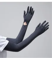 Zhao Dengsheng Sunscreen Gloves Women's Summer Outdoor Sports Non-slip Exposure Finger Touch Screen Flip Cover Ice Silk Thin Riding Gloves sku image 13