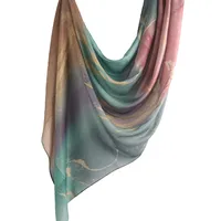 New Watercolor Series Satin Polyester Cotton Shawl Printed Scarf Ethnic Scarf Women Scarf 180*80 sku image 30