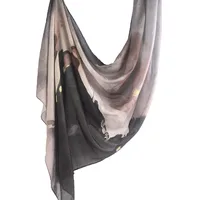 New Watercolor Series Satin Polyester Cotton Shawl Printed Scarf Ethnic Scarf Women Scarf 180*80 sku image 36