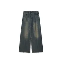 Jie Zhan Men's Wear | Classic Mop Pants  Fall/Winter New Fashion Brand American Street Spray Ma Ji Wash Jeans sku image 3